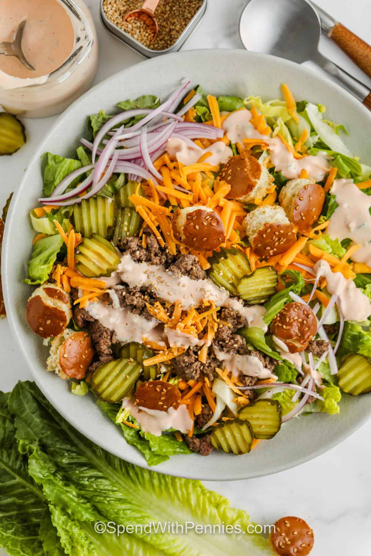 Big Mac Salad with Homemade Burger Sauce