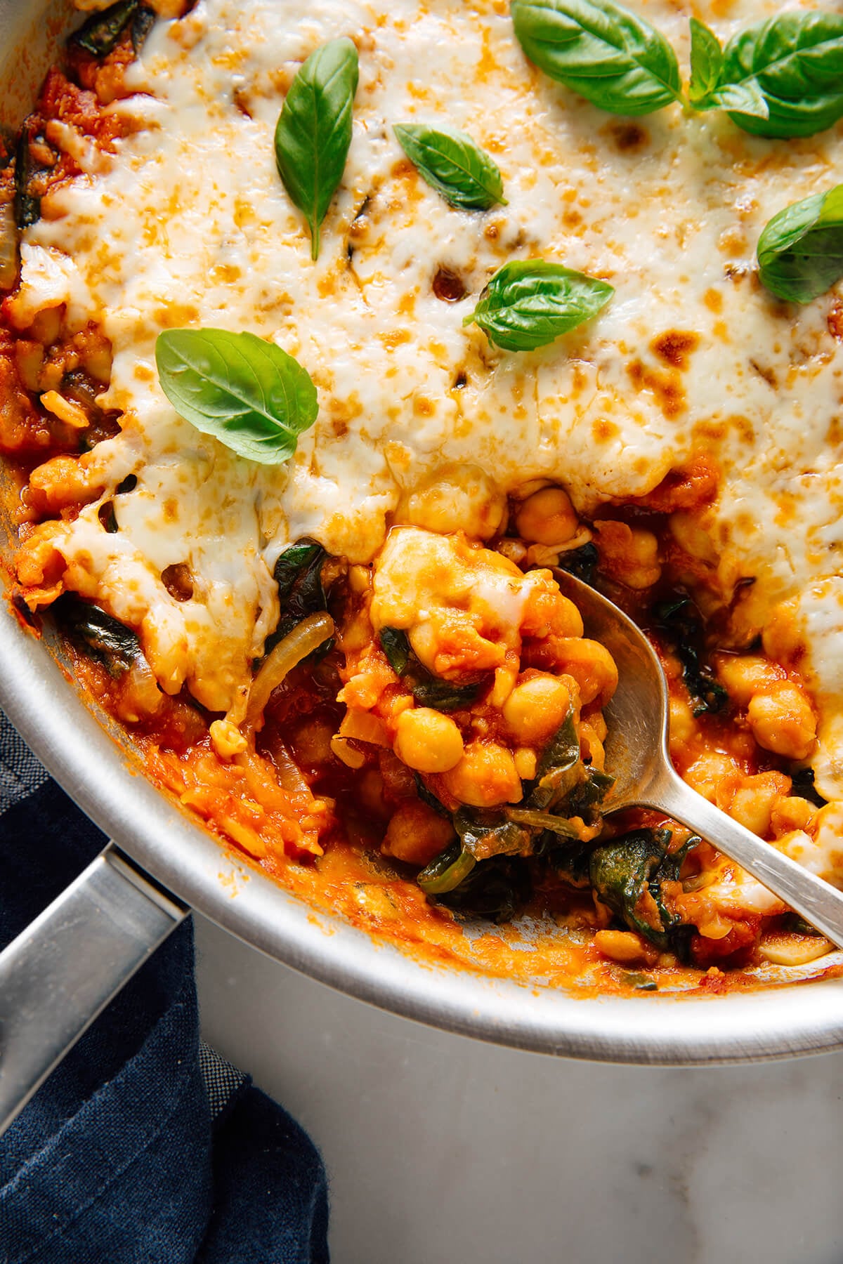 Pizza Beans: White Beans Simmered in Tomato Sauce with Melted Mozzarella
