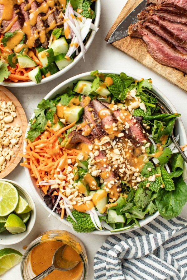 Thai Flank Steak Salad with Light Peanut Dressing
